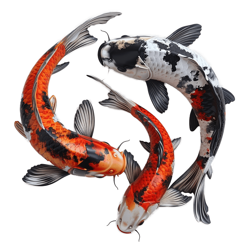 Three_Realistic_Koi_Circling_with_their_heads_facin_